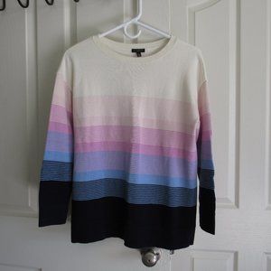 Talbots Pullover Sweater Medium Petite Blue & Mauve Stripes